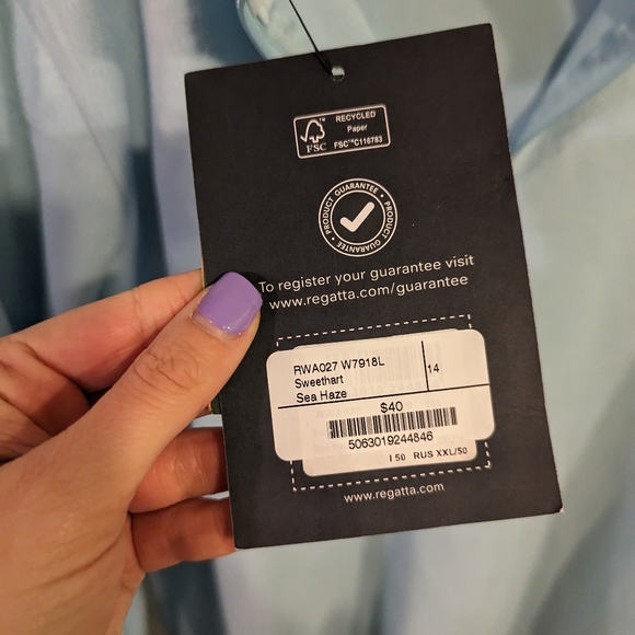 3/$50 NWT: Regatta Baby Blue Size 14 zip up pullover - Picture 2 of 4